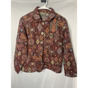 Women's M Jane Ashley Geometric Tapestry Jacket Grandma 90s Cottage‎ Unique